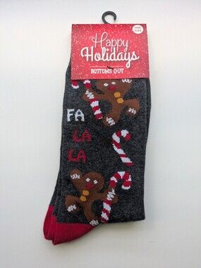 Christmas Happy Holidays Bottoms Out Gingerbread Man Socks